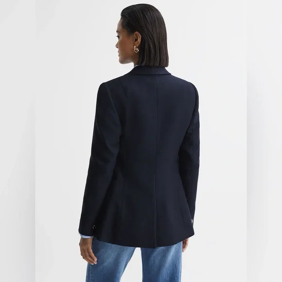 Reiss Larsson navy double breasted twill blazer - Picture 6 of 16